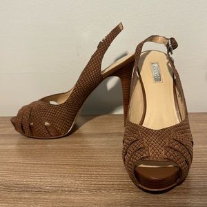Guess peep-toe sling back platforms